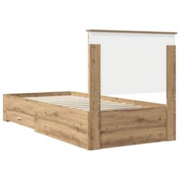 Berkfield Home Bed Frame with Drawer Artisan Oak 90 x 200 cm Engineered Wood in Brown - thumbnail 9