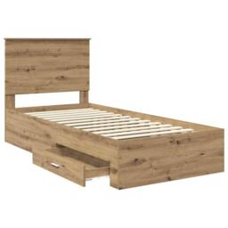 Berkfield Home Bed Frame with Drawer Artisan Oak 90 x 200 cm Engineered Wood in Brown - thumbnail 5
