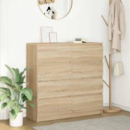 Berkfield Home Sideboard Sonoma Oak 100x35x99 cm Engineered Wood in Light Tan - Size: 100 x 35 x 99 cm - thumbnail 2