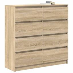 Berkfield Home Sideboard Sonoma Oak 100x35x99 cm Engineered Wood in Light Tan - Size: 100 x 35 x 99 cm - thumbnail 4