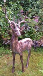 Inspirational Gifting Standing Stag Buck Ornament cast from Aluminium Large in Bronze - thumbnail 6