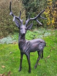 Inspirational Gifting Standing Stag Buck Ornament cast from Aluminium Large in Bronze - thumbnail 2