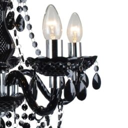 First Choice Lighting Set of 2 Black & Chrome Marie Therese Style 5 x 40W Chandelier - thumbnail 7