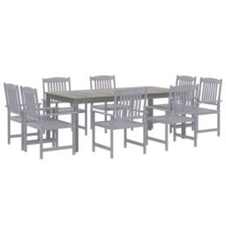 Berkfield Home Beautiful 9 Piece Garden Dining Set Solid Wood Acacia Grey