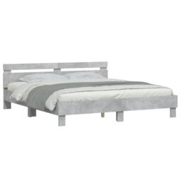 Berkfield Home Bed Frame with LED without Mattress Concrete Grey 160x200 cm - thumbnail 5
