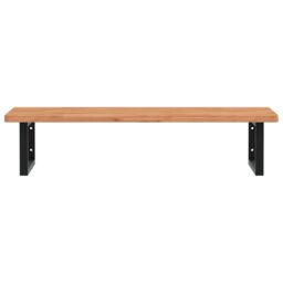 Berkfield Home Basin Shelf Wall Mounted Steel & Solid Wood Beech in Brown - thumbnail 4