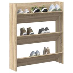 Berkfield Home Wall Shoe Cabinet Sonoma Oak 80x18x90 cm Engineered Wood in Light Tan - Size: 80 x 18 x 90 cm - thumbnail 4