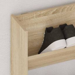 Berkfield Home Wall Shoe Cabinet Sonoma Oak 80x18x90 cm Engineered Wood in Light Tan - Size: 80 x 18 x 90 cm
