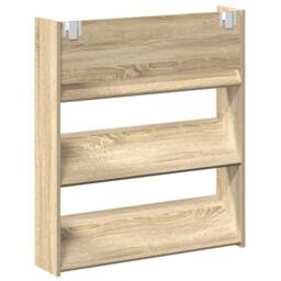 Berkfield Home Wall Shoe Cabinet Sonoma Oak 80x18x90 cm Engineered Wood in Light Tan - Size: 80 x 18 x 90 cm - thumbnail 7
