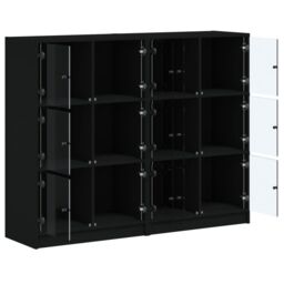 Berkfield Home Bookcase with Doors Black 136x37x109 cm Engineered Wood - Size: 136 x 37 x 109 cm - thumbnail 6