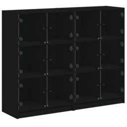 Berkfield Home Bookcase with Doors Black 136x37x109 cm Engineered Wood - Size: 136 x 37 x 109 cm - thumbnail 2