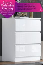 FWStyle Stora 3 Drawer White Gloss Chest Of Drawers (H) 77 (W) 60 (D) 40cm - thumbnail 2