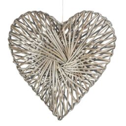 Red Hamper Wicker Heart Wreath Grey Wash Finish - thumbnail 1