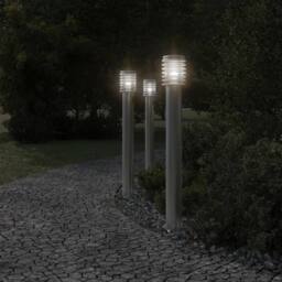 Berkfield Home Outdoor Floor Lamps 3pcs Silver 110cm Stainless Steel - thumbnail 1