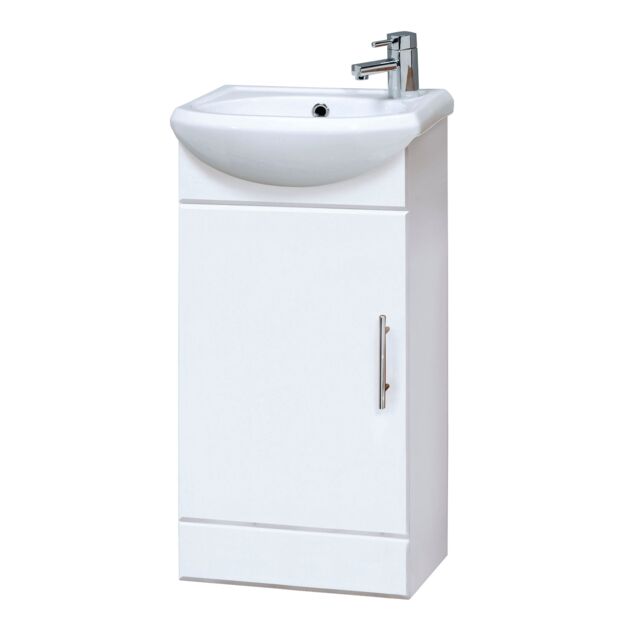 Balterley 1 Door Cloakroom Vanity Basin Unit Gloss White 400mm - image 1