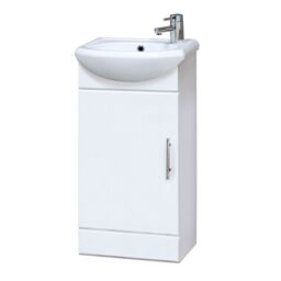 Balterley 1 Door Cloakroom Vanity Basin Unit Gloss White 400mm