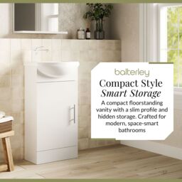 Balterley 1 Door Cloakroom Vanity Basin Unit Gloss White 400mm - thumbnail 2