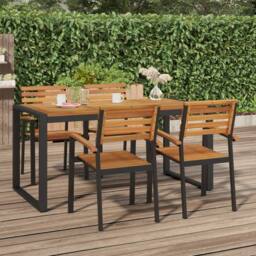 Berkfield Home Garden Table with U-shaped Legs 160x80x75 cm Solid Wood Acacia in Brown - Size: 160 x 80 x 75 cm - thumbnail 1