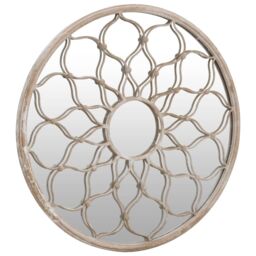 Berkfield Home Mirror Sand 60x3 cm Iron Round for Indoor Use in Beige - thumbnail 3