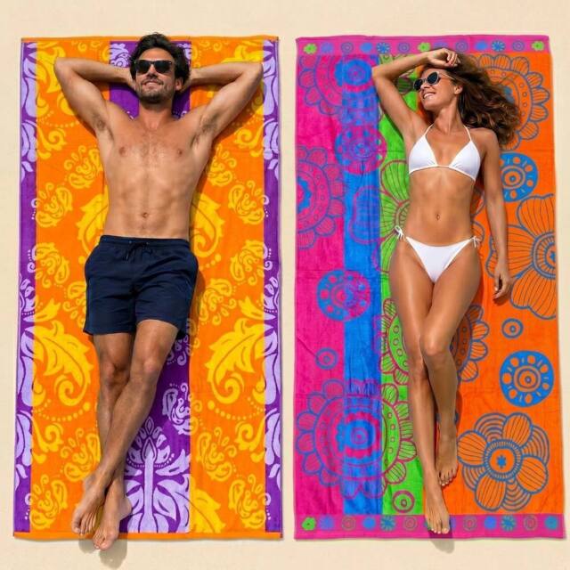 MyShoeStore 100% Cotton Velour Beach Towel 100x180cm Jumbo Soft Towel - image 1