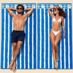 MyShoeStore 100% Cotton Velour Beach Towel 100x180cm Jumbo Soft Towel - thumbnail 2