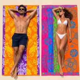 MyShoeStore 100% Cotton Velour Beach Towel 100x180cm Jumbo Soft Towel - thumbnail 1