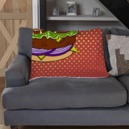 Benjamin Tate Design The pop art illustration of burger Designer Blanket in Natural - Size: 120 cm x 150 cm - thumbnail 2