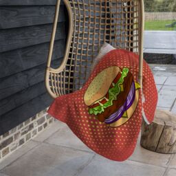 Benjamin Tate Design The pop art illustration of burger Designer Blanket in Natural - Size: 120 cm x 150 cm - thumbnail 3