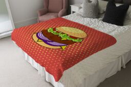 Benjamin Tate Design The pop art illustration of burger Designer Blanket in Natural - Size: 120 cm x 150 cm - thumbnail 4