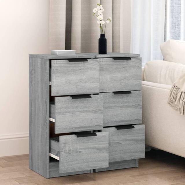 Berkfield Home Sideboards 2 pcs Grey Sonoma 30x30x70 cm Engineered Wood - Size: 30 x 30 x 70 cm - image 1