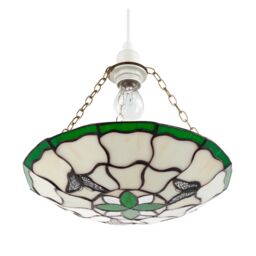 Happy Homewares Traditional Butterfly Tiffany Glass Green Pendant Lighting Shade - thumbnail 5