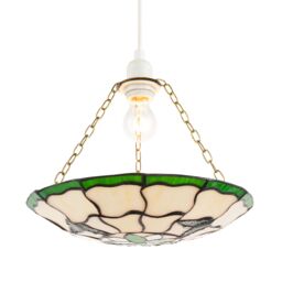 Happy Homewares Traditional Butterfly Tiffany Glass Green Pendant Lighting Shade - thumbnail 2