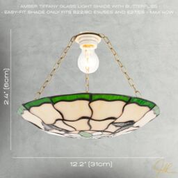 Happy Homewares Traditional Butterfly Tiffany Glass Green Pendant Lighting Shade - thumbnail 7