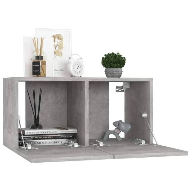 Berkfield Home Hanging TV Cabinets 3 pcs Concrete Grey 60x30x30 cm - Size: 60 x 30 x 30 cm - image 1