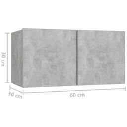 Berkfield Home Hanging TV Cabinets 3 pcs Concrete Grey 60x30x30 cm - Size: 60 x 30 x 30 cm - thumbnail 9