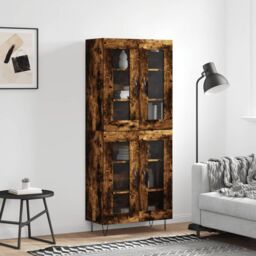 Berkfield Home Highboard Smoked Oak 69.5x34x180 cm Engineered Wood in Brown - thumbnail 1
