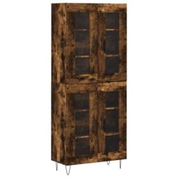 Berkfield Home Highboard Smoked Oak 69.5x34x180 cm Engineered Wood in Brown - thumbnail 2