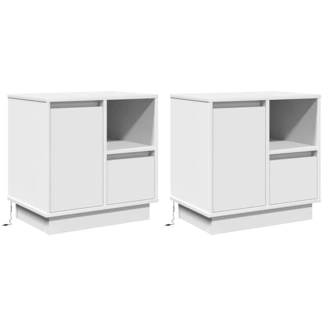 Berkfield Home Bedside Cabinets with LED 2 pcs White 50x34, 5x50 cm - image 1
