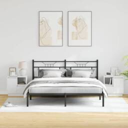 Berkfield Home Bedside Cabinets with LED 2 pcs White 50x34, 5x50 cm - thumbnail 4