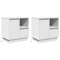 Berkfield Home Bedside Cabinets with LED 2 pcs White 50x34, 5x50 cm - thumbnail 1