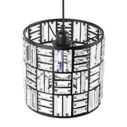 Happy Homewares Modern Circular Drum Matte Black Pendant Shade with Clear Acrylic Rods - thumbnail 3