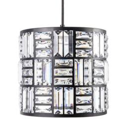 Happy Homewares Modern Circular Drum Matte Black Pendant Shade with Clear Acrylic Rods - thumbnail 4