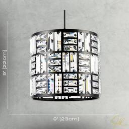 Happy Homewares Modern Circular Drum Matte Black Pendant Shade with Clear Acrylic Rods - thumbnail 7
