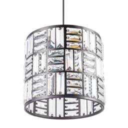 Happy Homewares Modern Circular Drum Matte Black Pendant Shade with Clear Acrylic Rods - thumbnail 5