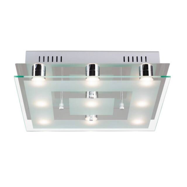 Netlighting Chess Patterned Glass Flush Ceiling Light Chrome in Grey