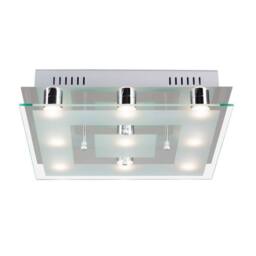 Netlighting Chess Patterned Glass Flush Ceiling Light Chrome in Grey