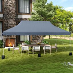 Costway 3M x 6M Pop-up Canopy Tent Folding Instant Sun Shelter w/ Carrying Bag in Grey - thumbnail 3