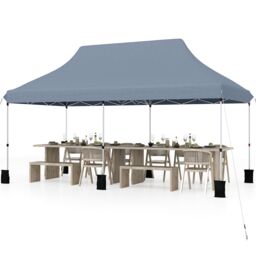 Costway 3M x 6M Pop-up Canopy Tent Folding Instant Sun Shelter w/ Carrying Bag in Grey - thumbnail 2