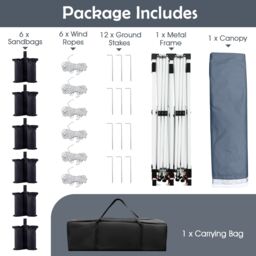 Costway 3M x 6M Pop-up Canopy Tent Folding Instant Sun Shelter w/ Carrying Bag in Grey - thumbnail 9