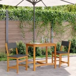 Berkfield Home 3 Piece Balcony Set with Cushions Solid Wood Acacia in Brown - thumbnail 2